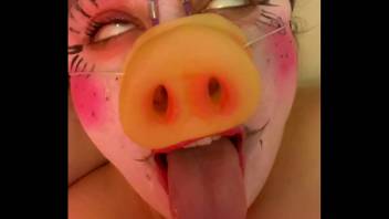 Worthless piggy drinks piss and begs for humiliation